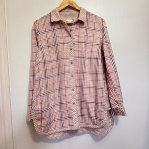 J. JILL Mixed Plaid Double Cloth Tunic Size Medium Spring Top